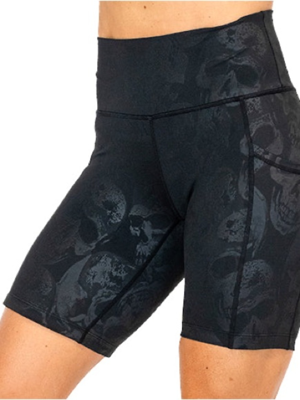 CVG Shadow Skulls Print 5” Pocket Compression Biker Shorts High Waist Small